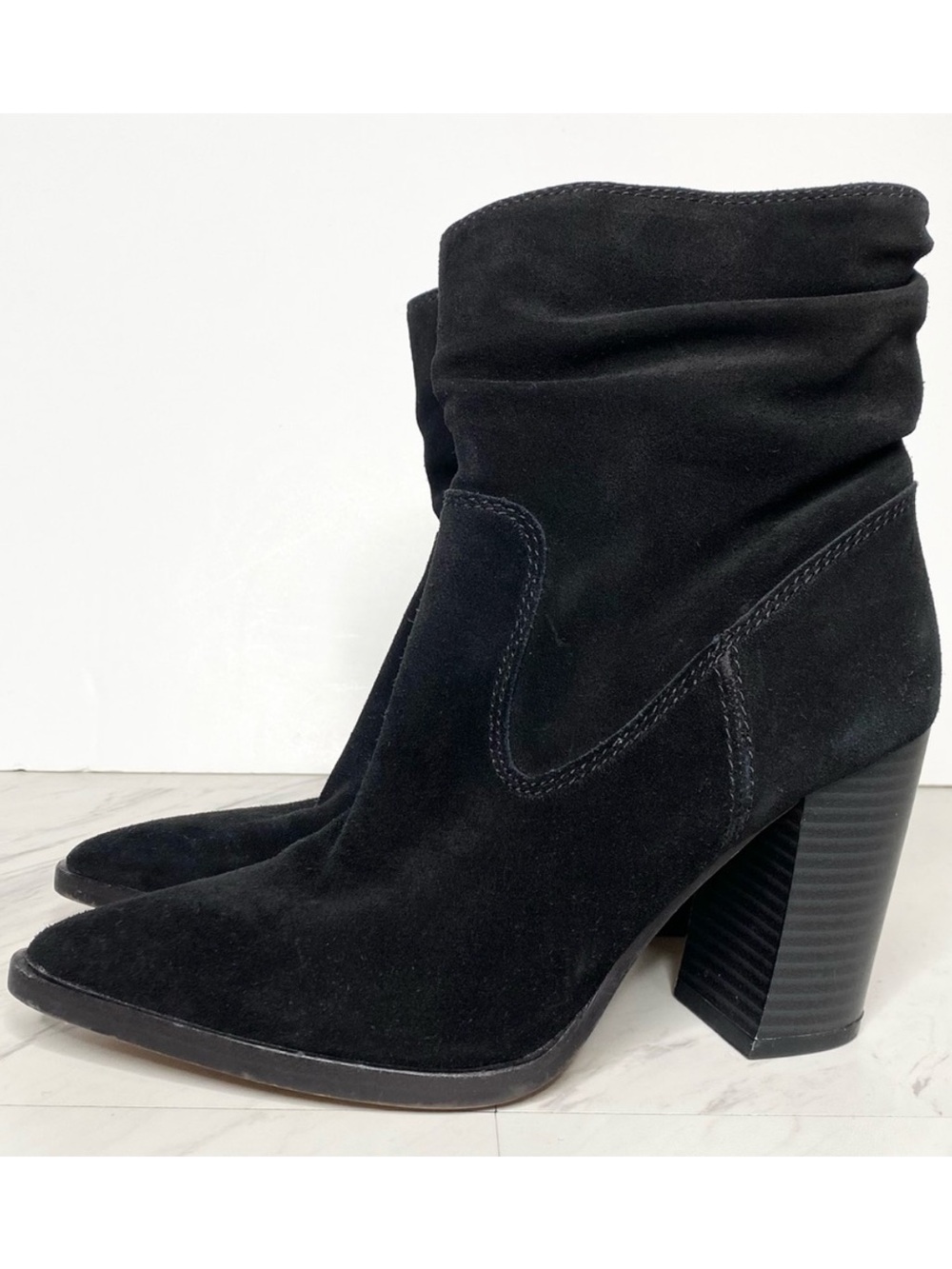 Vince Camuto Crethana Black Suede Slouch Bootie 6 1/2 M